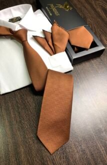 Royal Copper – Turkish Tie Set 7.5 cm with Matching Pocket Square