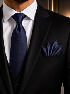 Royal Navy – Turkish Satin Tie 7.5 cm with Matching Pocket Square