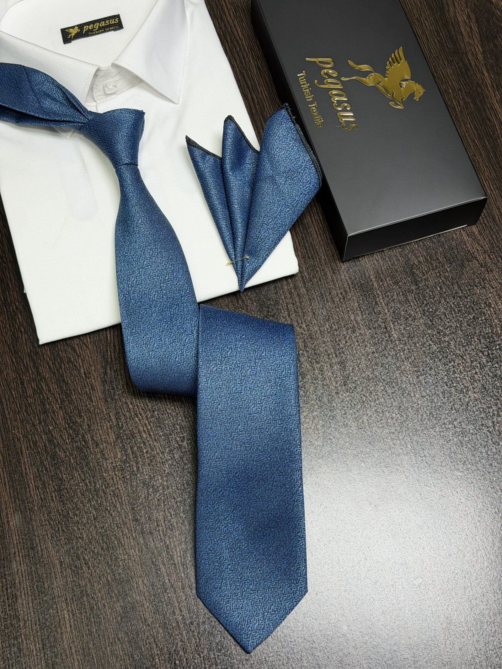 Light Petrol Blue Turkish Tie Set – 7 cmIncludes Matching Pocket Square & Luxury Gift Box - Image 2