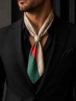 Luxury Beige Silk Ascot Scarf