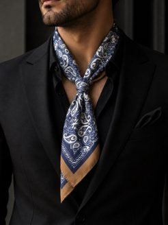 Luxury Navy Silk Ascot Scarf