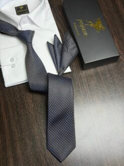 Dark Brown Dotted Turkish Tie Set – 7.5 cmIncludes Matching Pocket Square & Luxury Gift Box