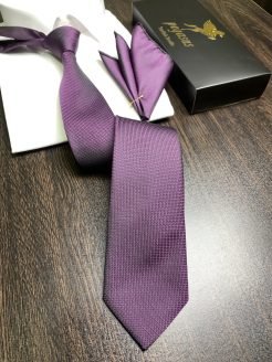 Dark Purple Turkish Tie Set – 7.5 cmIncludes Matching Pocket Square & Luxury Gift Box
