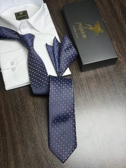 Navy Turkish Tie Set – 7.5 cmIncludes Matching Pocket Square & Luxury Gift Box
