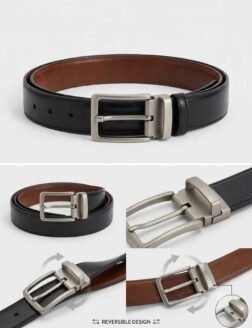 Premium Genuine Leather Double-Faced Belt – Black & Havan