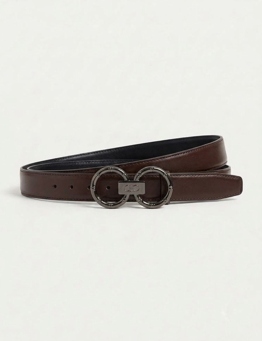 Perimum Genuine Leather Double-Faced Belt – Black & Brown - Image 2