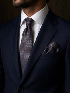 09-  Navy Dotted Premium Turkish Tie Set 7.5 cm

Includes Matching Pocket Square & Luxury Gift Box
