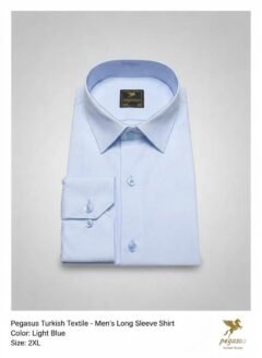 08- Luxury Turkish Light Blue Classic Slim fit Shirt  Cotton + Lycra - Includes Luxury Gift Box