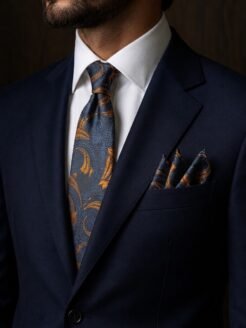 05-  Navy & copper Turkish Tie Set 7.5 cm

Includes Matching Pocket Square & Luxury Gift Box