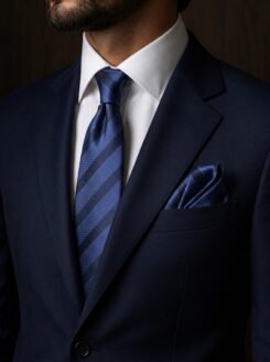 07- Dark Blue Striped Premium Turkish Tie Set 7.5 cm

Includes Matching Pocket Square & Luxury Gift Box