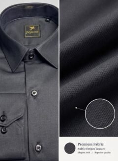 11- Luxury Turkish Dark Black Tonal Stripe  Classic Slim fit Shirt  Cotton + Lycra - Includes Luxury Gift Box